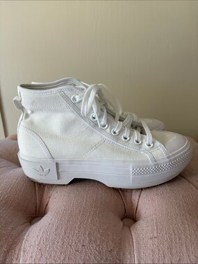 adidas Nizza Trek NWOB White High-Top Platform Canvas Sneakers -Sz 7